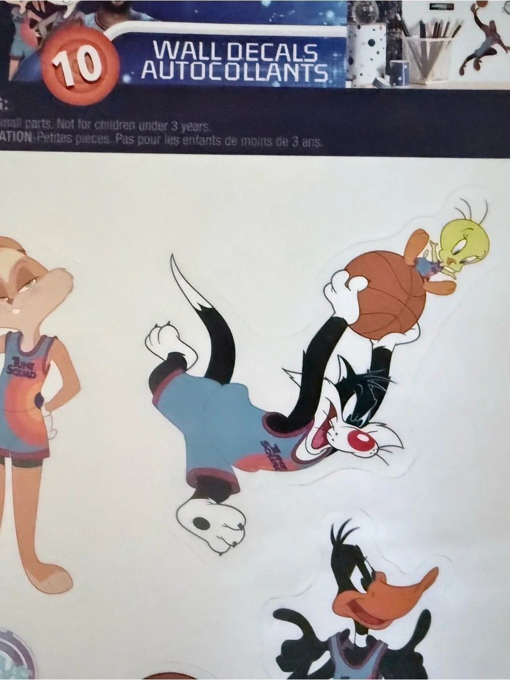Lot of 10 Space Jam Peel & Stick Wall Decals - 100 Total